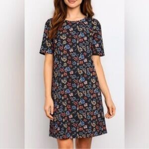 Molly Bracken Black Floral Print Mini Straight Dress